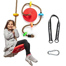 クライミングロープ ブランコ スイング リング付き ロックカラビナ ディスク 子供クライミング用 おもちゃ ロープ はしご 耐荷重130k