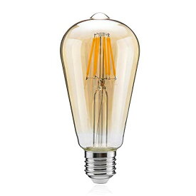 LEDエジソン電球 60W形 フィラメント電球 エジソンランプ LED電球 E26 8W 電球色 850lm ST64 アンバーガラス (8W金色 1個入り)