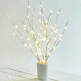 白樺 ブランチ 枝 LED イルミネーション 電池式 高さ45cm 70led 卓上 ライト テーブルトップ 北欧風 インテリア オシャレ 白い（花瓶