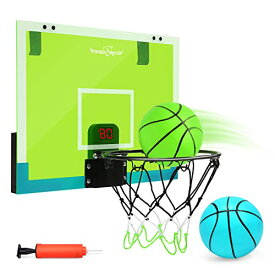 バスケットゴール 室内 子供 おもちゃ ドア掛け バスケットボール2個付き 自動採点 歓声 耐衝撃 組立式 トレーニング こども用 スト