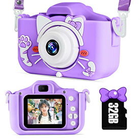 子供用カメラ キッズカメラ トイカメラ 32GBメモリーカード付き 1080P HD 動画カメラUSB充電 IPS 画面2.0インチ デュアルレンズ 子供