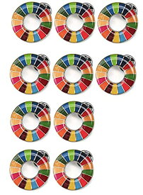 【国連本部公式最新仕様/インボイス制度対応】SDGs バッジ 25mm銀色丸み仕上げ【10個】SDGsバッチ ピンバッチ SDGs 帽子 バッグにも