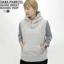 【クーポンで15%OFF】ダナファヌル/DANA FANEUIL 3飛びガーゼ裏毛フード付きベスト スウェットベスト パーカーベスト プルオーバーベスト GAUZE SWEAT HOODED VEST D-2823401 レディース【コンビニ受取可能】