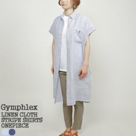 ジムフレックス/Gymphlex リネンクロス半袖ストライプシャツワンピース LINEN CLOTH STRIPE SHIRTS ONEPIECE J-1098LNP/GY-B0243LNP レディース【コンビニ受取可能】【a*】