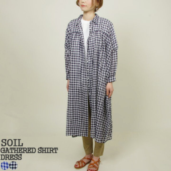 楽天市場】ソイル/SOIL ギンガムチェックギャザーシャツワンピース 