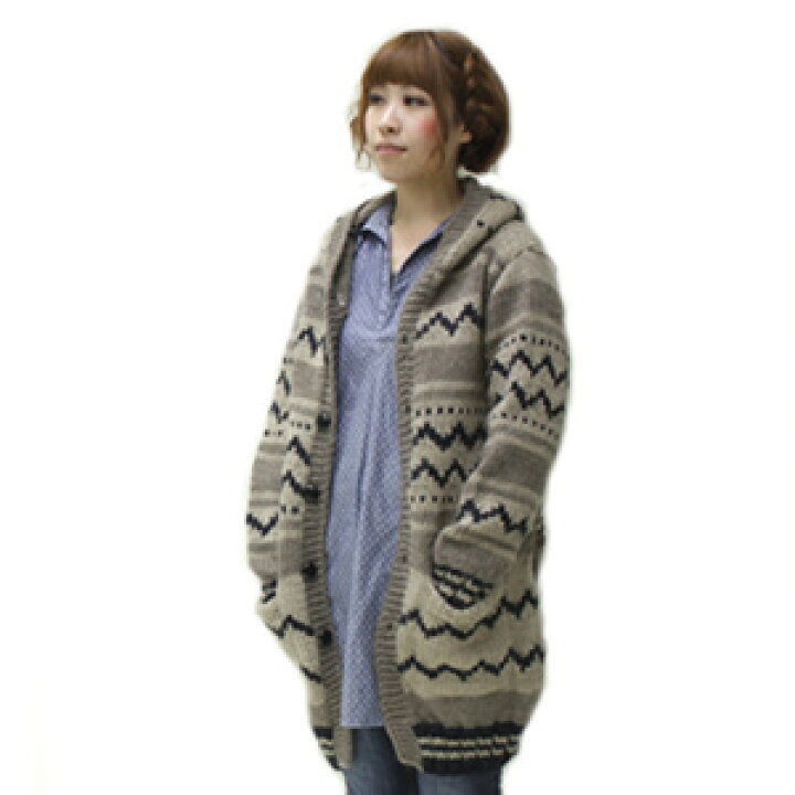 楽天市場】カナタ/KANATA フードニットカウチンロングカーディガン  