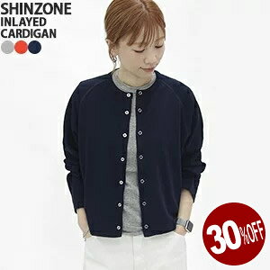 �y���r���[�N�[�|���ΏۊO�z�y30%OFF�z�V���]�[��/Shinzone �C�����C�N���[�l�b�N�J�[�f�B�K�� �X�E�F�b�g�J�[�f�B�K�� �H�D �R�b�g���J�[�f�B�K�� ���{�� INLAYED CREW NECK CARDIGAN 26SMSCU08 ���f�B�[