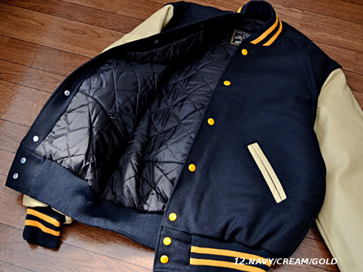 楽天市場】HOLLOWAY レザー/メルトン スタジャン 34色展開 ［VARSITY 