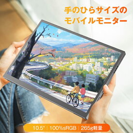 ＼楽天1位／モバイルモニター 10.5インチ 小型 100％sRGB iPhone15 ミニPC対応 フルHD ホルダー付き 高画質 3年間保証 IPS モバイルディスプレイ デュアルモニター サブモニター ポータブルモニター 外付けモニター テレワーク 高輝度 EVICIV