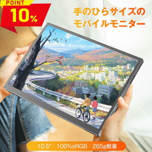 �y�|�C���g10�{�z�_�y�V1�ʁ^���o�C�����j�^�[ 10.5�C���` ���^ 100��sRGB iPhone15 �~�jPC�Ή� �t��HD �z���_�[�t�� ���掿 3�N�ԕۏ� IPS ���o�C���f�B�X�v���C �f���A�����j�^�[ �T�u���j�^�[ �|