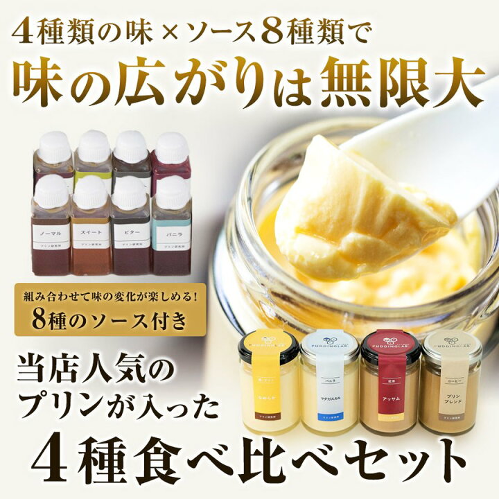 楽天市場 Tv紹介 プリン研究所公式 高級 プリン おすすめプリンセット4種 ソース8種 高級プリン ギフト セット 詰め合わせ 絶品 お取り寄せスイーツ 美味しい プレゼント ギフト お中元 お祝い 内祝い 引き出物 高級 お菓子 送料無料 プリン研究所楽天市場店