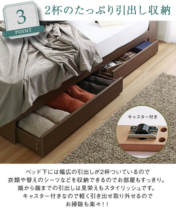 楽天市場】【割引クーポン】 ベッド シングル マットレス付き 収納 