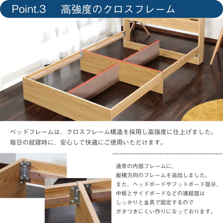 楽天市場】【割引クーポン】 クイーンベッド ベッドフレーム 収納 
