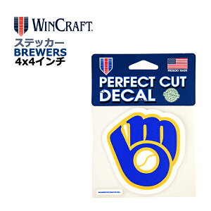 WINCRAFT EBNtg ~EH[L[ u[Y XebJ[ Milwaukee Brewers Perfect Cut Color Decal 4x4C` fJ[ (u[YObY/CZX/MLB/W[[O/J[pi/J[A