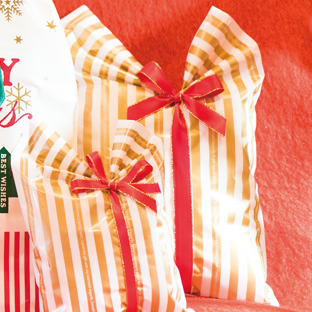 ゴールドストライプギフトバッグ (L：W500×H755mm) 母の日 ギフト プレゼント イベント クリスマス 贈り物 ギフト袋  お友達に送るプレゼントに/GDS-BL | PUICK