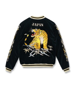 TT15792-128 / Mid 1950s Style Velveteen Souvenir Jacket gROARING TIGERh × gJAPAN MAPh