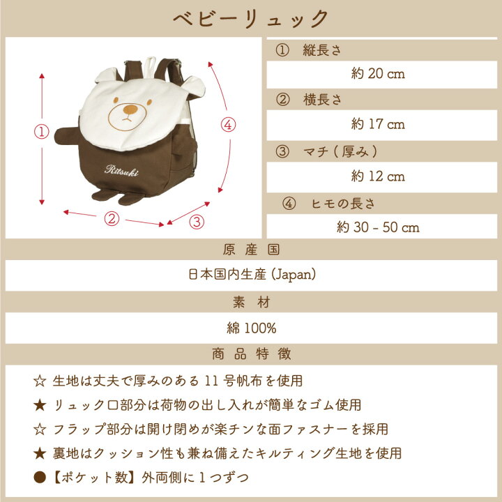 楽天市場】ハンドメイド 名入れ ベビーリュック ( オックス / 無地 