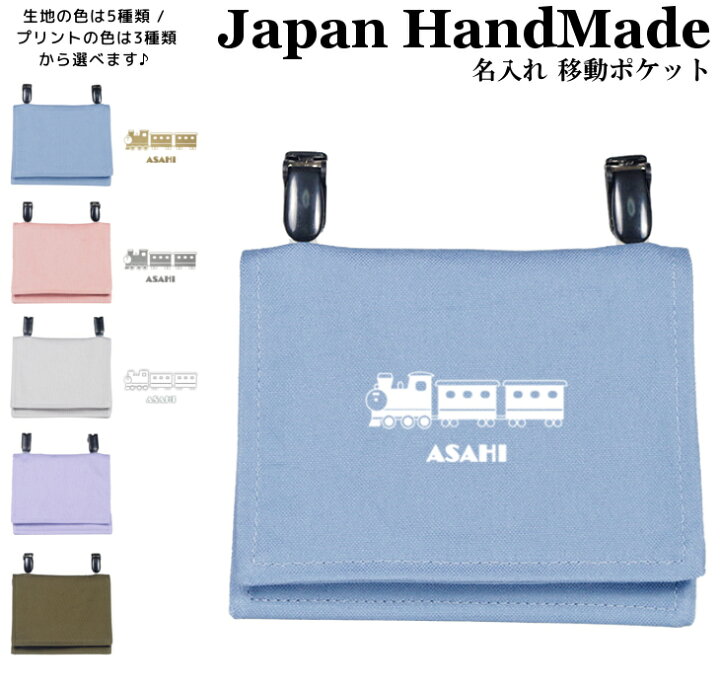 楽天市場】ハンドメイド 名入れ クリップ 着脱 移動ポケット ( SL 電車 