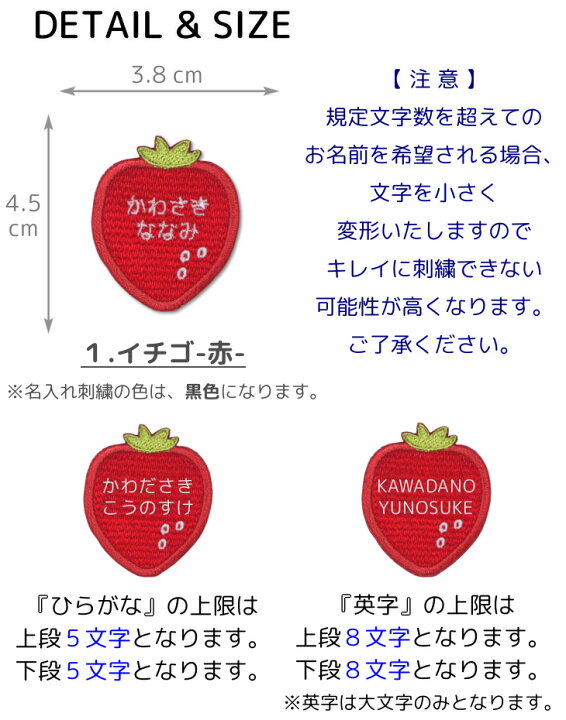 楽天市場】お名前 ワッペン フルーツ 果物 ( 名入れ / 4枚セット / 中  