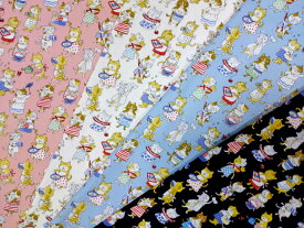 【1mカット生地】オックス生地☆ お手伝い猫柄KOKKA　YK-81040-1〜4color〜