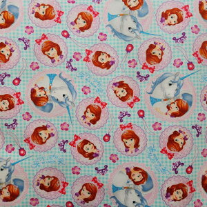 【お買い得ハギレ♪50cmカット生地】オックス生地☆ちいさなプリンセスソフィア/ブルーG-8034-1B