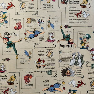 【お買い得ハギレ♪50cmカット生地】オックス生地☆ディズニークラシック柄/ベージュG-7433-1A