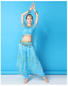 豪華 ベリーダンス衣装 セットアップ キラキラ 舞台ステージ衣装 レディース 大人 鮮やか 演出服 ジャスミン風 インドダンスウェア 半袖 ショート丈トップス ロング サルエル アラジンパン