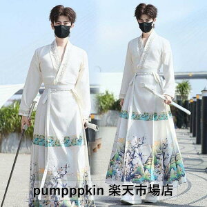 男女兼用 漢服 新作 中華服 上質 改良漢服 ペアルック 男性 女性 イベント 学園祭 侠客衣装 中国古代 中華コスプレ衣装 武術 カンフー 時代劇 華流 舞台ステージ衣装 上下2点セット 交差襟ト