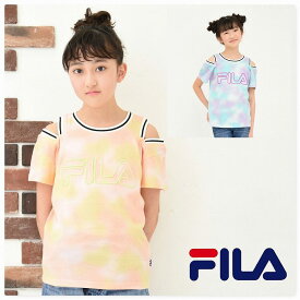 子供服 女の子 FILA 半袖【メール便 送料無料】 Tシャツ 総柄 ロゴプリント 厚盛刺繍 フィラ ジュニア ブランド 通学 夏 春 秋