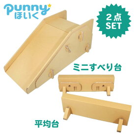 punnyほいく すべり台【S】 ＆ 平均台【2分割】 キッズ 子ども ダンボール 遊具 日本製 段ボール キット 子供 おもちゃ ギフト 孫 プレゼント 室内 運動 工作 おうち時間 すべりだい スライダー 遊び 誕生日 子供部屋 クリスマス 休み 遊び 連休