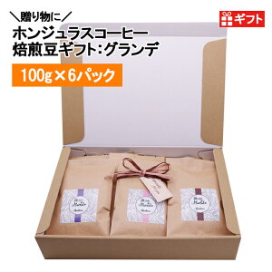 【お歳暮・クリスマス・お年賀】コーヒー豆ギフトセット:グランデ 100g ×6パック ホンジュラス 焙煎豆 オーガニックコーヒー スペシャルティコーヒー
