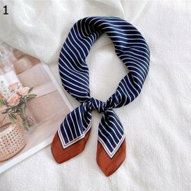 【全店10％OFFクーポン】レトロ ストライプ ネック スカーフ、女性用 ハンカチ ネクタイ スクエア スカーフ ヘアバンド レディ アクセサリー ヘッド スカーフ : Navy, Size (Color 70x70cm) :