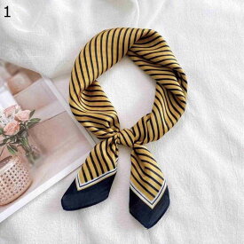 【全店10％OFFクーポン】レトロ ストライプ ネック スカーフ、女性用 ネクタイ スクエア スカーフ ヘアバンド レディ アクセサリー ヘッド ハンカチ スカーフ (Color Yellow, 70x70cm) : Size :