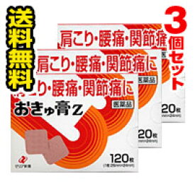 【マラソン期間中 エントリーでポイント5倍】●メール便・送料無料● おきゅ膏Z 120枚×3個セット ゼリア新薬工業 【第3類医薬品】 （セルフメディケーション税制対象）代引き不可