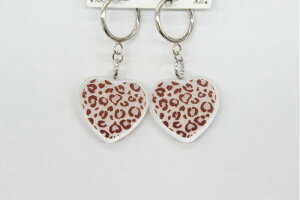PEレオパードハート イヤリング フープタイプ ノンホールピアス 痛くなりにくい ハート型 レオパード かわいい おしゃれ お出かけ