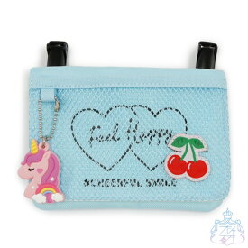 ハートチェリー フラットショルダーヨコ 移動ポケット　マルチポケット　ポケットポーチ　クリップ付き　抗菌　子供　女の子　キッズ　付けポケット