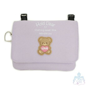 クマラバー フラットショルダーヨコ 移動ポケット　ポケットポーチ　クリップ付き　女の子　かわいい　おしゃれ　保育園　幼稚園　クマ