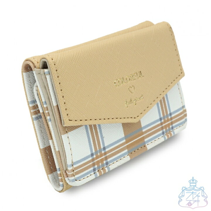 楽天市場 チェックロゴ 三折サイフ ベージュ 三つ折り財布 財布 かわいい おしゃれ チェック レディース 女子 女の子 小学生 中学生 ミニ財布 コンパクト オシャレ総合研究所