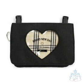 パターンハート フラットショルダー 【メール便対応】　移動ポケット　ポケットポーチ　クリップ付き　子供　女の子　ショルダー付き　斜め掛け　ハート　ロゴ