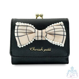 サイドパール ミニ口金 財布 三つ折り財布　小さい財布　かわいい　おしゃれ　女の子　女子　子供　キッズ　コンパクト　ミニ財布　きれいめ　ガーリー　リボン　チェック