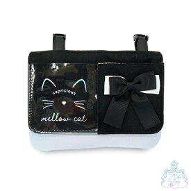 クリアハーフリボン フラットショルダー 【メール便対応】　移動ポケット　クリップ付き　女の子　おしゃれ　かわいい　保育園　幼稚園　小学生　ショルダーバッグ　斜め掛け　ねこ　リボン　透明　クリア