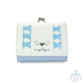 レースアップウイングハート ミニ口金 財布 三つ折り財布　小さい財布　がま口　かわいい　おしゃれ　女の子　女子　小学生　中学生　子ども　キッズ　コンパクト　きれいめ　天使　天使の羽　リボン　レースアップ