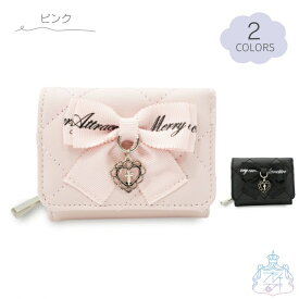 十字架ハート ミニラウンド 財布 三つ折り財布　小さい財布　かわいい　おしゃれ　女の子　女子　小学生　コンパクト　財布　ミニ財布　リボン　キルト風　十字架　ハート
