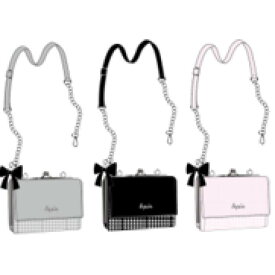 リボン付き千鳥ショルダー財布 財布　三つ折り　ショルダーストラップ　がま口　かわいい　おしゃれ　女の子　女子　小学生　子ども　キッズ　シンプル　千鳥　リボン