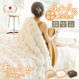 即納【タイムセール！実質：最安5980円】伝説の電気毛布 掛け敷き兼用 ふわとろ毛布 日本製炭素繊維 AUYORM 大判 炭素繊維ヒーター 両用 タイマー機能付 ラビットファー 抗菌 自動電源オフ 過熱保護 ダニ退治 ひざ掛け 電気ブランケット 洗える 防寒 ダブル 省エネ