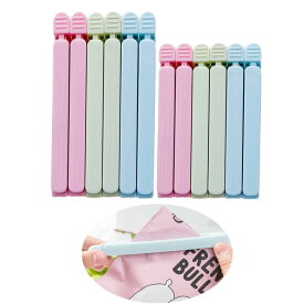 SHULLIN 12個セット 密封袋止め シーリングクリップ クランプ 袋密封 食品食材保存 耐久性 密閉性の高い袋クリップ おしゃれ キッチン小物 鮮度キープ 湿気防止 ニオイ漏れ防止(3色,2サイズ)