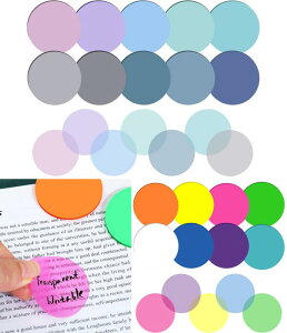 【18色セット】透ける 付箋 フィルム インデックス まる 丸 透明 蛍光 くすみ カラー 可愛い かわいい モランディカラー 20枚×18色 360枚 ふせん メモ シール 半透明 (丸 フィルム)