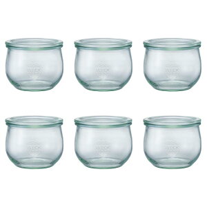 WECK �L���j�X�^�[ �K���X�L���j�X�^�[ �ۑ��e�� �ۑ��r (Tulip Shape 500ml 6�Z�b�g)