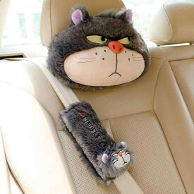 抱き枕 猫 ぬいぐるみ プリント 柄 かわいい ふわふわ 生地 クッション 車用 ヘッドレスト ネックピロー シートベルト カバー 安全 玩具 インテリア 雑貨 ドライブ グッズ リラックス