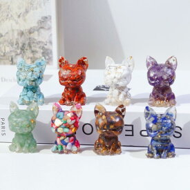 置物 かわいい 吉娃娃 チワワ 招き犬 水晶 砕石 レジン り ハンドメイド オブジェ デスク 装飾 ミニチュア 犬 グッズ ラッキーアイテム